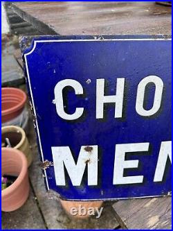 Chocolat Menier Original Vintage French Enamel Shop Sign