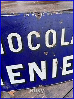 Chocolat Menier Original Vintage French Enamel Shop Sign