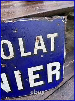 Chocolat Menier Original Vintage French Enamel Shop Sign