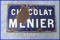 Chocolat Menier Original Vintage French Enamel Shop Sign