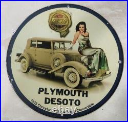 Chrysler Plymouth Desoto 1930s Vintage porcelain enamel sign