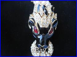 Ciner Nwot Vtg Runway Signed Bookpiece Black Panther Faux Pearls Choker/necklace