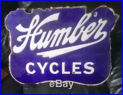 Classic vintage original double-sided Humber Cycles enamel sign