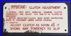Clutch Adjustment Vintage Vehicle Maintenance Enamel Porcelain Sign Garage Plate