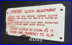 Clutch Adjustment Vintage Vehicle Maintenance Enamel Porcelain Sign Garage Plate