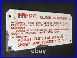 Clutch Adjustment Vintage Vehicle Maintenance Enamel Porcelain Sign Garage Plate