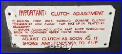 Clutch Adjustment Vintage Vehicle Maintenance Enamel Porcelain Sign Garage Plate