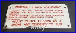 Clutch Adjustment Vintage Vehicle Maintenance Enamel Porcelain Sign Garage Plate