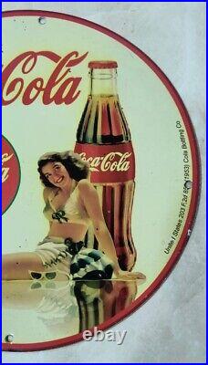 Coca cola 1950s Vintage porcelain enamel sign USA