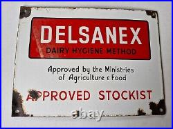Collectible Vintage Enamel Delsanex Milk Dairy Hygiene Advertising Sign Farmers