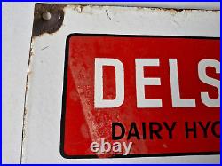 Collectible Vintage Enamel Delsanex Milk Dairy Hygiene Advertising Sign Farmers