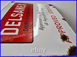 Collectible Vintage Enamel Delsanex Milk Dairy Hygiene Advertising Sign Farmers