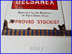 Collectible Vintage Enamel Delsanex Milk Dairy Hygiene Advertising Sign Farmers