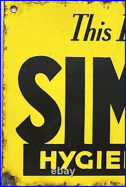 Collectible Vintage Enamel Yellow Simplex Hygienic Milker Dairy Sign