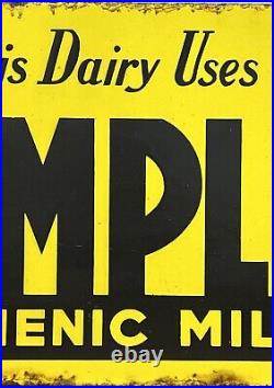 Collectible Vintage Enamel Yellow Simplex Hygienic Milker Dairy Sign