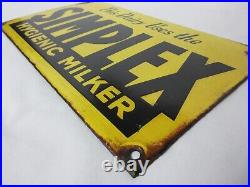 Collectible Vintage Enamel Yellow Simplex Hygienic Milker Dairy Sign