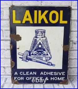 Collectible Vintage LAIKOL Original Antique Rare Porcelain Enamel Sign Board