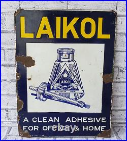 Collectible Vintage LAIKOL Original Antique Rare Porcelain Enamel Sign Board