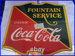 Collectors vintage Coca Cola Fountain Enamel Metal Sign Plate Size 30 x30cm app