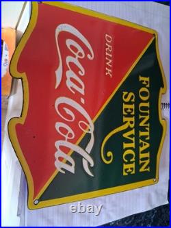 Collectors vintage Coca Cola Fountain Enamel Metal Sign Plate Size 30 x30cm app