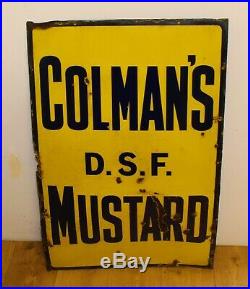 Colmans mustard enamel sign advertising decor mancave garage metal vintage retro