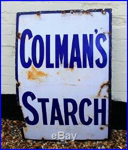 Colmans starch enamel sign advertising decor mancave garage metal vintage retro