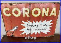 Corona Drinks enamel sign advertising decor mancave butcher metal vintage retro