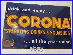 Corona Original Vintage Enamel Advertising Sign Shop Bar Cafe Mancave