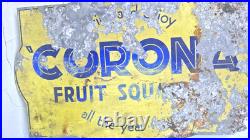 Corona Pop Double sided soft drink Vintage Advertising Metal Enamel Sign rare