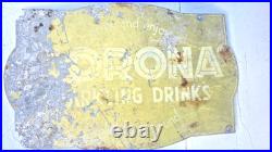 Corona Pop Double sided soft drink Vintage Advertising Metal Enamel Sign rare