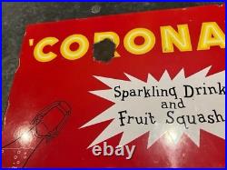 Corona Sparkling Drinks Vintage Enamel Advertising Sign Double Sided Flange