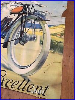 Coventry Eagle Motorcycle Advertising Poster Vintage Sign Enamel Original Motor
