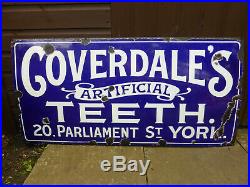 Coverdales Artificial Teeth 20 Parliament St. York Vintage Original Enamel Sign