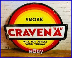 Craven A cigarettes enamel sign advertising decor mancave garage metal vintage r