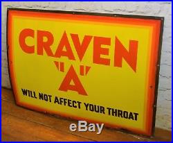 Craven A smoking enamel sign early advertising mancave garage metal vintage retr