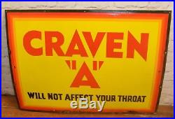 Craven A smoking enamel sign early advertising mancave garage metal vintage retr