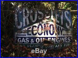 Crossley Oils Enamel Advertising sign vintage Engineering Rare