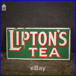Double Sided Vintage Liptons Tea Enamel Advertising Sign
