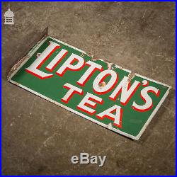 Double Sided Vintage Liptons Tea Enamel Advertising Sign