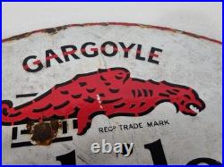 Double Sided Vintage Oval Enamelled Gargoyle Mobiloil Advertising Sign