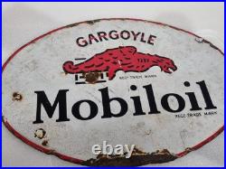 Double Sided Vintage Oval Enamelled Gargoyle Mobiloil Advertising Sign