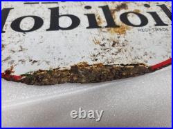 Double Sided Vintage Oval Enamelled Gargoyle Mobiloil Advertising Sign