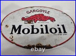Double Sided Vintage Oval Enamelled Gargoyle Mobiloil Advertising Sign