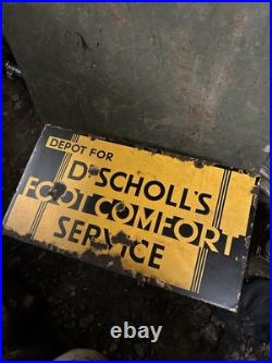 Dr Scholls foot comfort depot shoe enamel sign vintage advertising piece deco