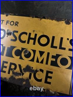 Dr Scholls foot comfort depot shoe enamel sign vintage advertising piece deco