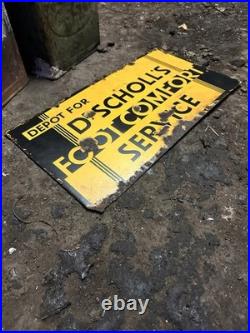 Dr Scholls foot comfort depot shoe enamel sign vintage advertising piece deco