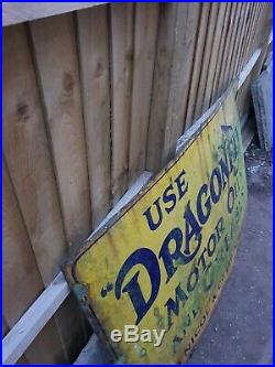 Dragonfly Motor Oil Enamel Sign Early Advertising Vintage Old Garage Find Auto