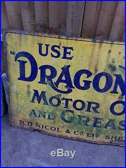 Dragonfly Motor Oil Enamel Sign Early Advertising Vintage Old Garage Find Auto