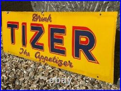 Drink Tizer The Appetizer Vintage Enamel Advertising Sign Shop Bar Cafe Mancave