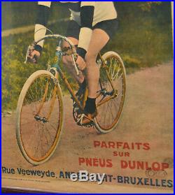 Dunlop Tour France cycle advertising poster bicycle picture sign vintage enamel